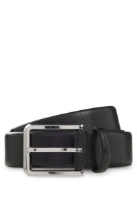 Grained-leather belt with bomb&eacute; construction, Black
