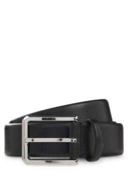 Grained-leather belt with bombé construction