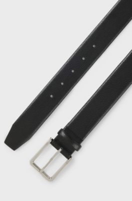 Grained-leather belt with bomb&eacute; construction, Black