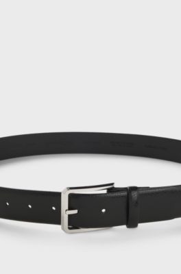 Grained-leather belt with bomb&eacute; construction, Black