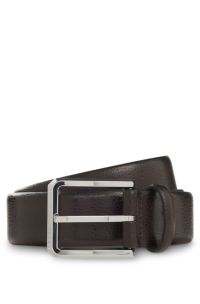 Grained-leather belt with bomb&eacute; construction, Dark Brown