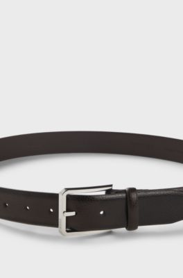 Grained-leather belt with bomb&eacute; construction, Dark Brown