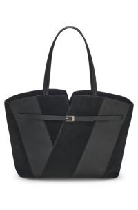BOSS Revers suede tote bag, Black