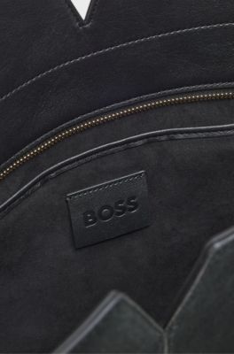 BOSS Revers suede tote bag, Black