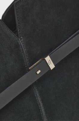 BOSS Revers suede tote bag, Black