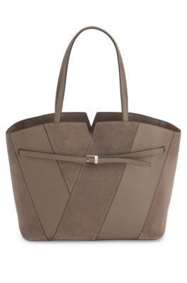 BOSS Revers suede tote bag, Taupe