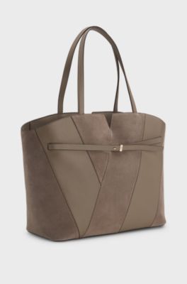 BOSS Revers suede tote bag, Taupe
