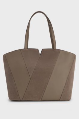 BOSS Revers suede tote bag, Taupe