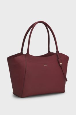 Leather tote bag, Dark Red