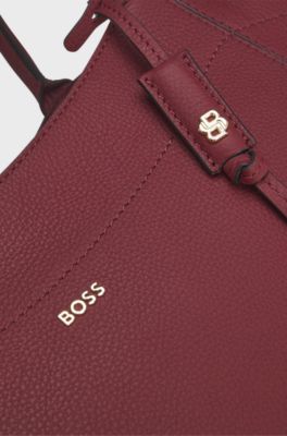 Leather tote bag, Dark Red