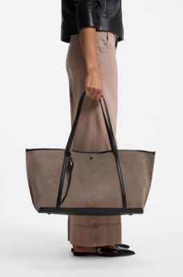 Tote bag in suede , Brown