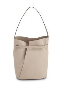 BOSS Revers bucket bag in leather with belt detail, Light Beige