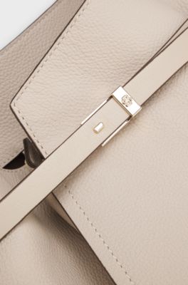 BOSS Revers bucket bag in leather with belt detail, Light Beige