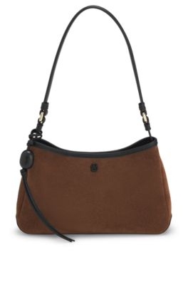 Suede shoulder bag, Brown