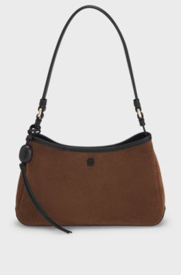 Suede shoulder bag, Brown