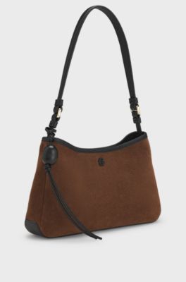 Suede shoulder bag, Brown