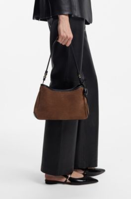 Suede shoulder bag, Brown