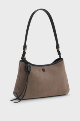 Suede shoulder bag, Light Brown