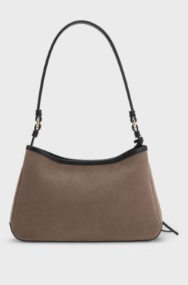 Suede shoulder bag, Light Brown