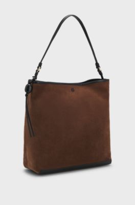 Suede shoulder bag, Brown