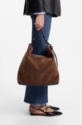 Suede shoulder bag, Brown