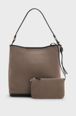 Suede shoulder bag, Brown