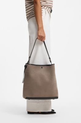 Suede shoulder bag, Brown