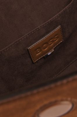 Faux-suede hobo bag, Brown