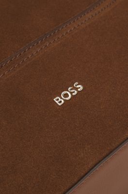 Faux-suede hobo bag, Brown