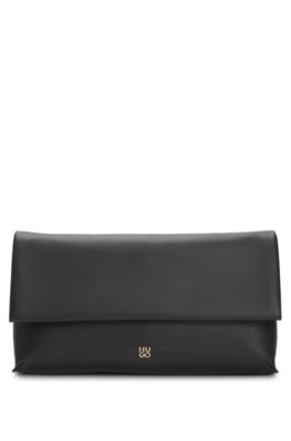 Faux-leather clutch bag, Black