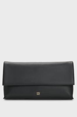 Faux-leather clutch bag, Black