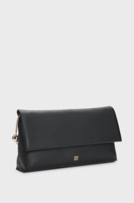 Faux-leather clutch bag, Black