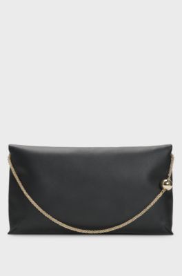 Faux-leather clutch bag, Black