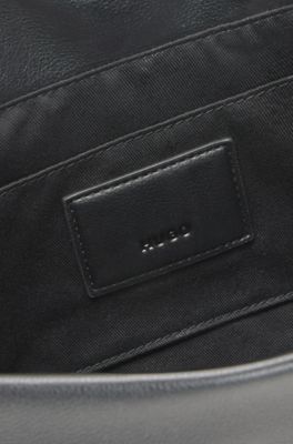 Faux-leather clutch bag, Black