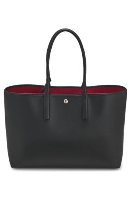 Faux-leather tote bag, Black