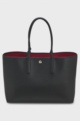 Faux-leather tote bag, Black
