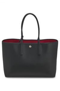 Faux-leather tote bag, Black