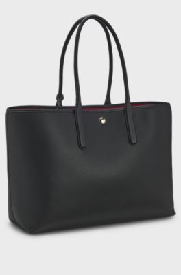 Faux-leather tote bag, Black