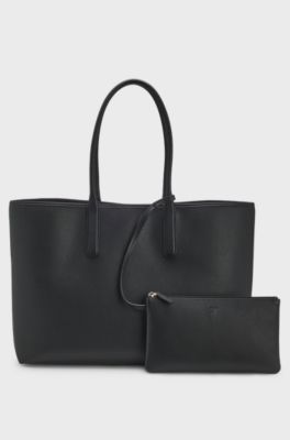 Faux-leather tote bag, Black