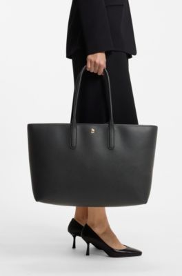 Faux-leather tote bag, Black