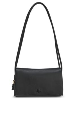 Faux-leather crossbody bag, Black