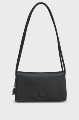 Faux-leather crossbody bag, Black