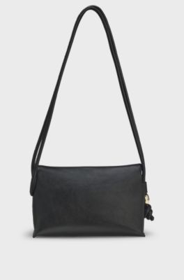 Faux-leather crossbody bag, Black
