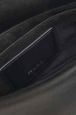 Faux-leather crossbody bag, Black