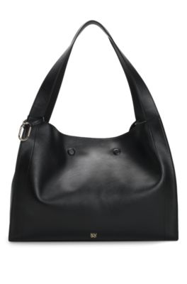 Faux-leather tote bag, Black