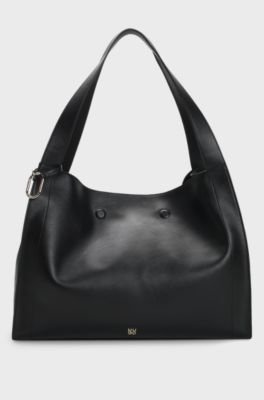 Faux-leather tote bag, Black