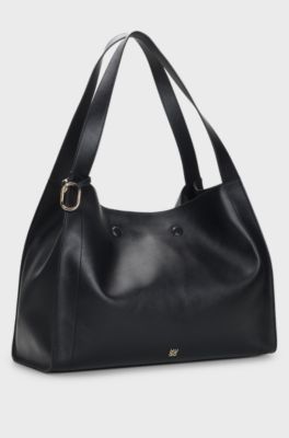 Faux-leather tote bag, Black