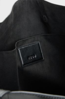 Faux-leather tote bag, Black