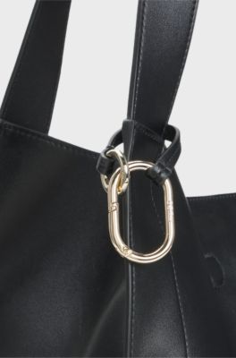 Faux-leather tote bag, Black