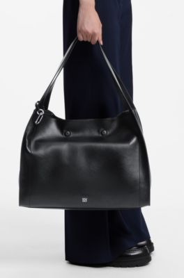Faux-leather tote bag, Black